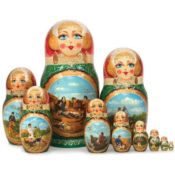 Hunters at Rest Nesting Doll (10 pc.)