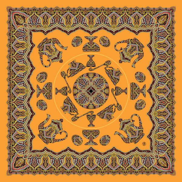 Orange Silk Shawl Paisley Noble Heritage