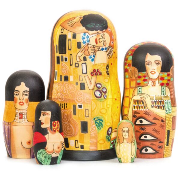 Klimt Paintings Handmade Nesting Doll Set of 5 pc.