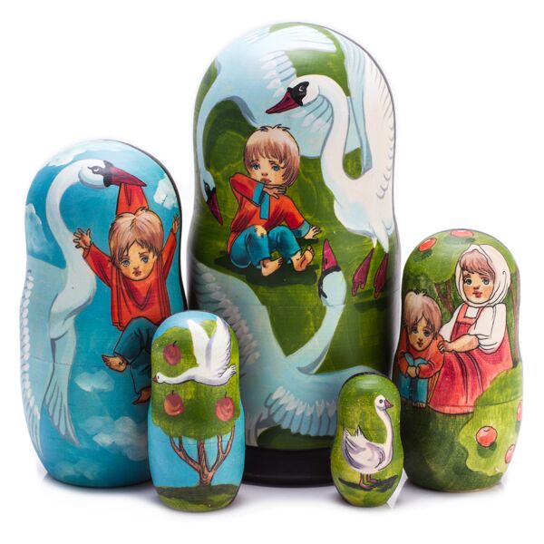 Magic Geese Fairytale Matte Nesting Doll (5 pc.)