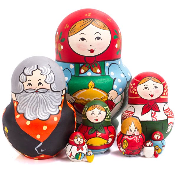 Happy Family Matte Handmade Nesting Doll (10 pc.)
