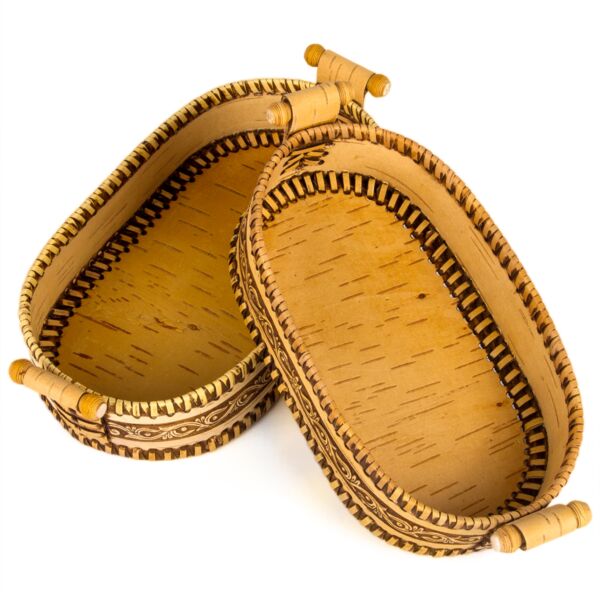 Birch Bark Handmade Bread Baskets Set of 2