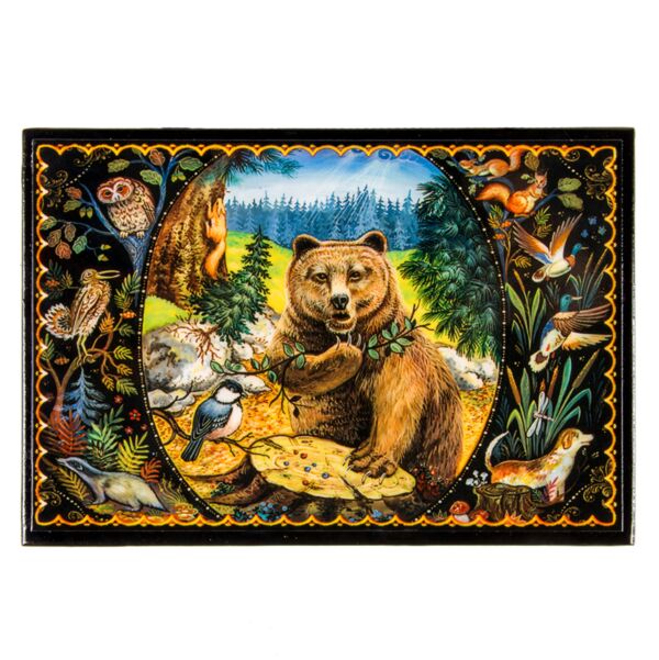 Bear and Wildlife Handmade Lacquer Trinket Box