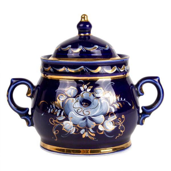 Enchantress Gold Plated Sugar Bowl. Gzhel