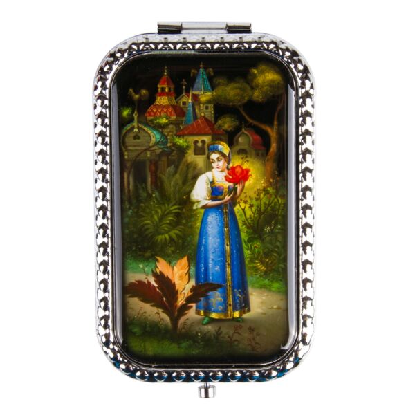 Scarlet Flower Compact Mirror