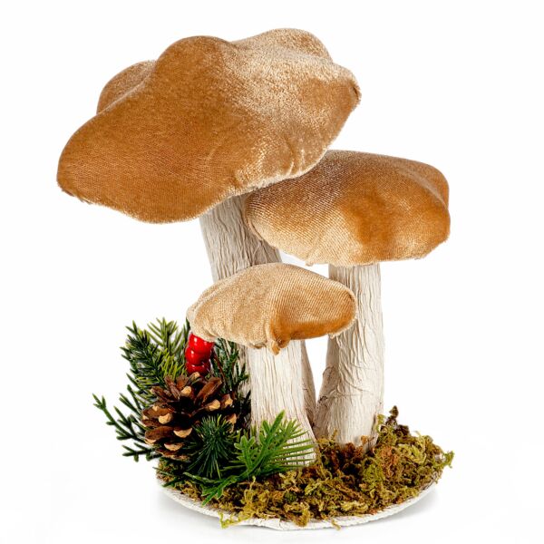 6.7&quot; Brown Mushrooms Christmas Decoration