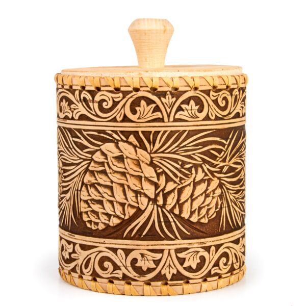 Pine Cones  Birch Bark Container