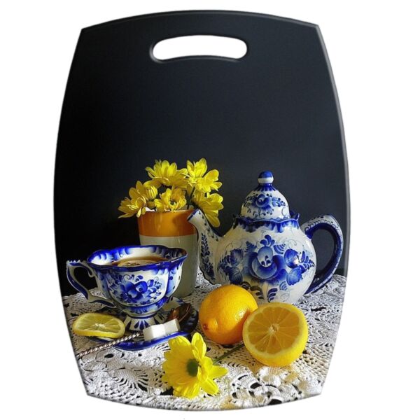 Still Life with Lemon Wooden  Cutting and Serving Board
