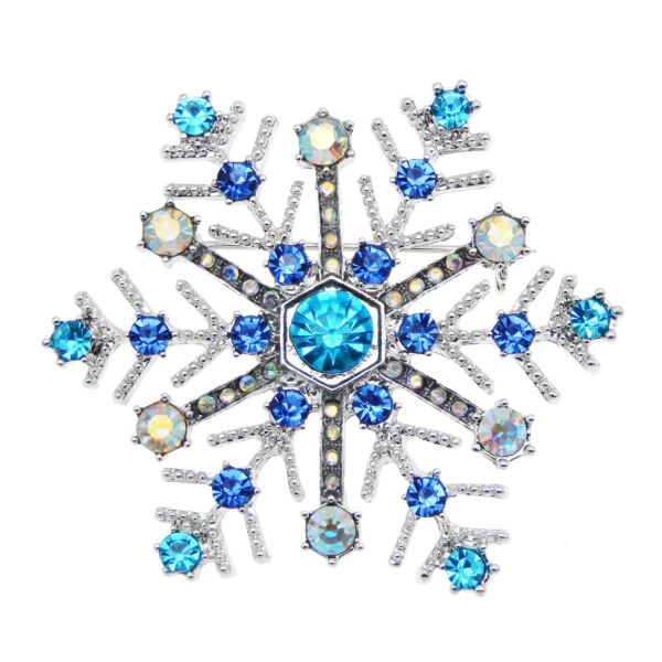 Blue Crystal Snowflake Pin Brooch