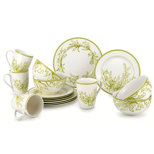 Lily of the Valley Porcelain Dinnerware Set of 16 Service for 4