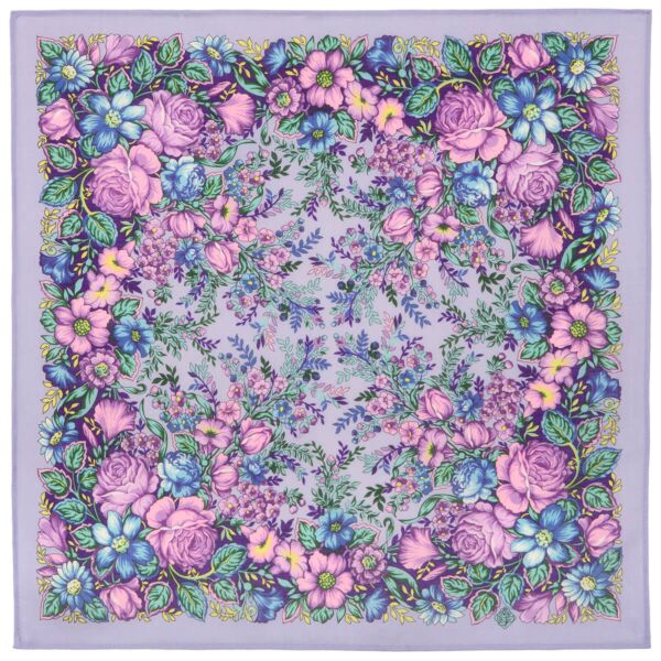 Cherished Dream Lilac Pavlovo Posad Wool Shawl