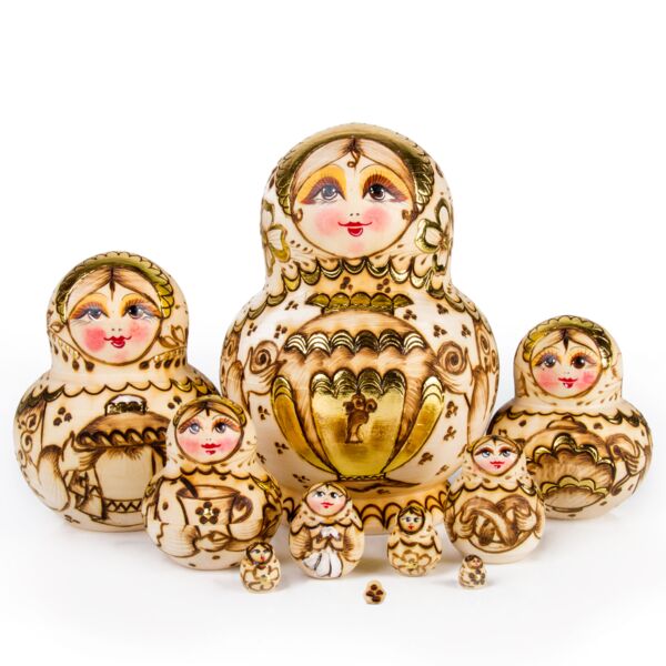 Golden Samovar Family Nesting Doll (10 pc.)