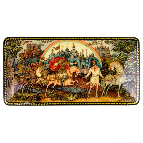 Three Horsemen Lacquer Miniature Handmade Jewelry Trinket Box