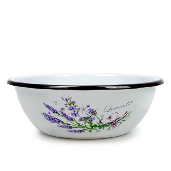 Lavender Bouquet Enamelware Serving Bowl
