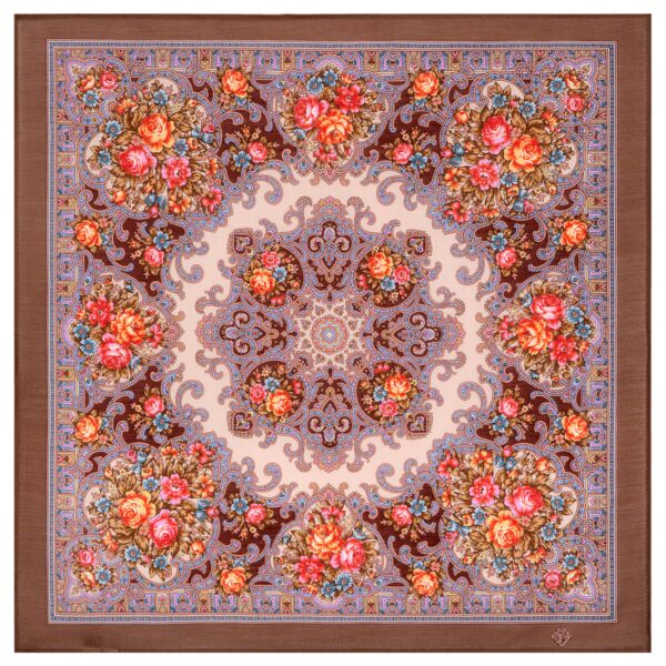 Spring Days Beige &amp; Pink Pavlovo Posad Wool Shawl