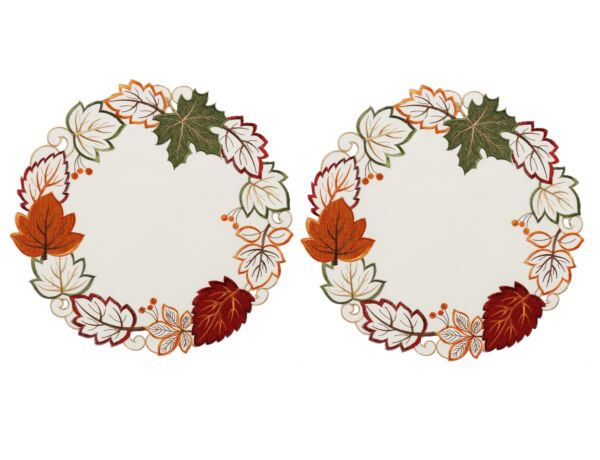 Textile Golden Leaves Placemats Set of 2