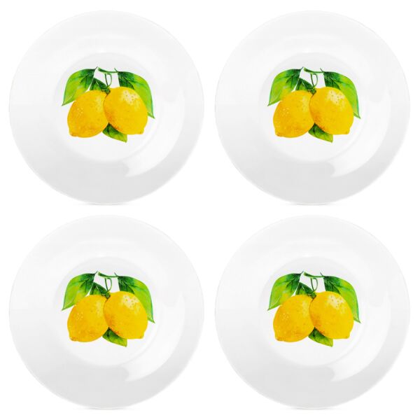 Lemons Clear Glass Dinner Plates Set of 4