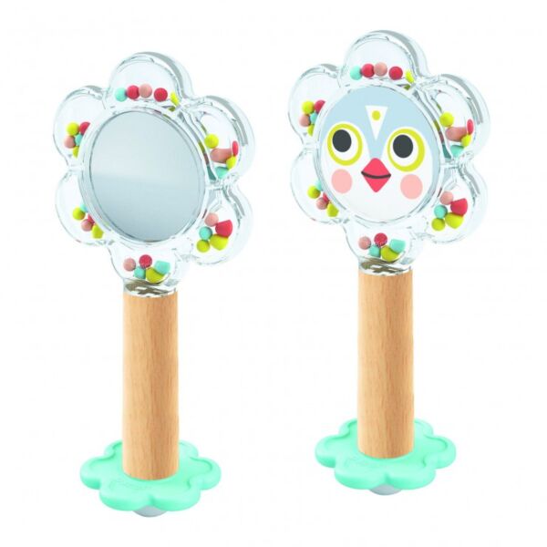Baby White Baby Flower Wooden Rattle by Djeco