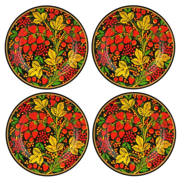 Folk Patterns Porcelain Dessert Plate Set of 4