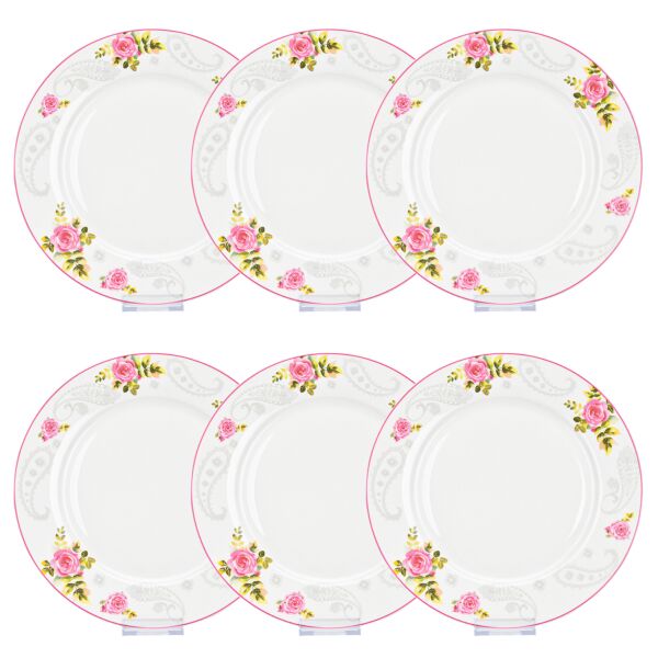 English Rose Porcelain Dinner Plate Set of 6