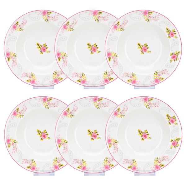 English Rose Bone China Soup Plate Set of 6 in Gift Box