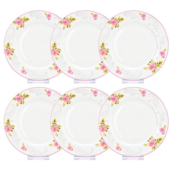 English Rose Porcelain China Dessert Plate Set of 6