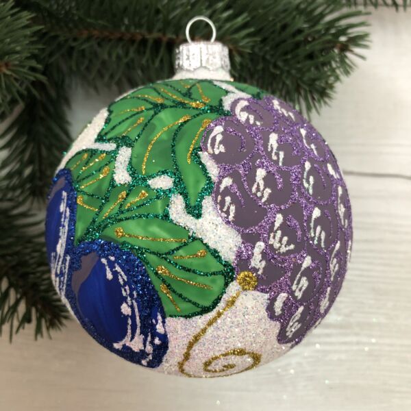 Grapes and Plums Glass Christmas Tree Ornament