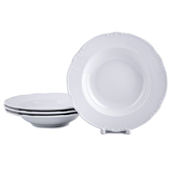 Constance Bohemian Porcelain Soup Plates Set of 4 (color: white)