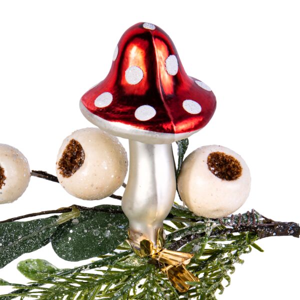Lucky Red Mushroom on Clip Glass Christmas Tree Ornament