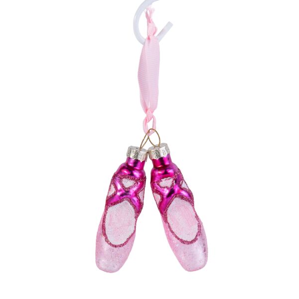 Pink Ballet Shoes Glass Christmas Tree Ornament