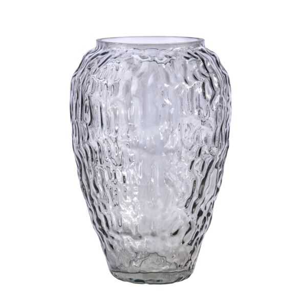 Linda Smoky Gray Glass Flower Vase with Decorative Texture