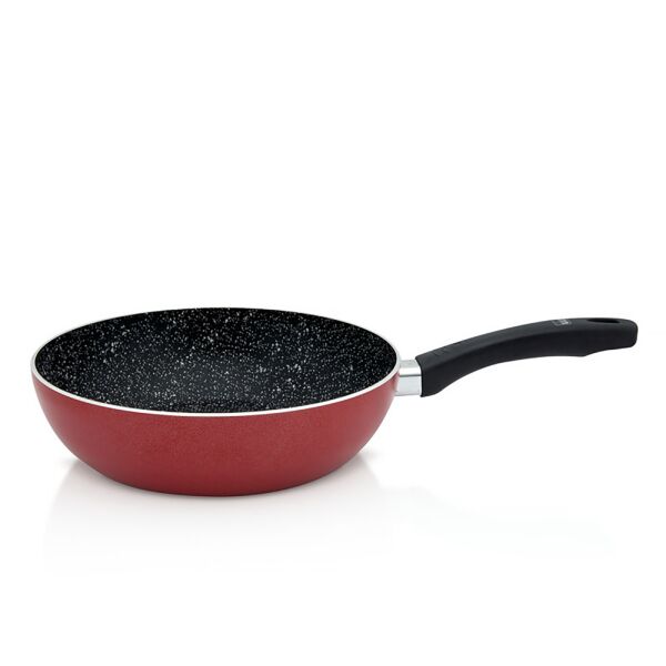 Magma Red Aluminum Non-Stick Deep Frying Wok Pan