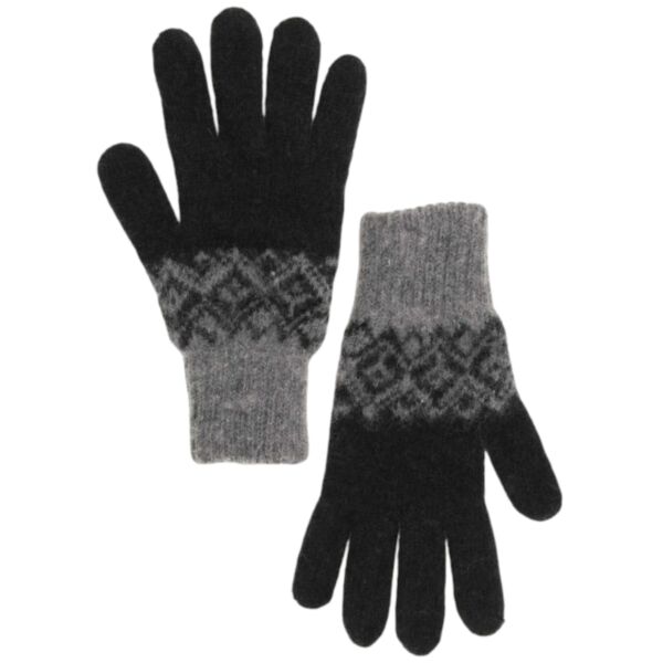 Asphalt Black Ornament Wool Men&#039;s Gloves in Size 20-22