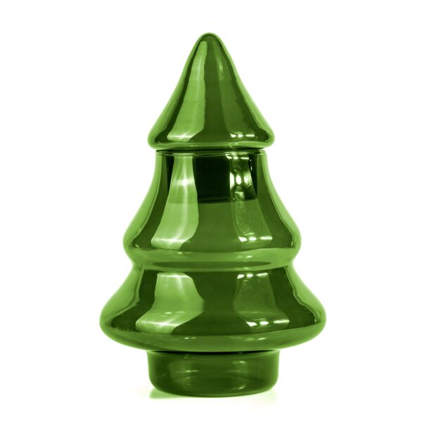 Christmas Tree Green Glass Tabletop Jar