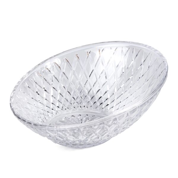 Glass Slanted Cut Relief Fruit and Candy Bowl