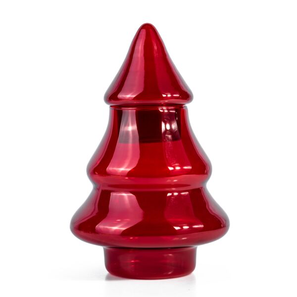 Christmas Tree Red Glass Tabletop Jar