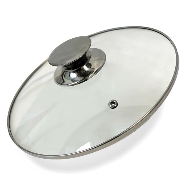 Glass Lid with Metal Rim and Handle