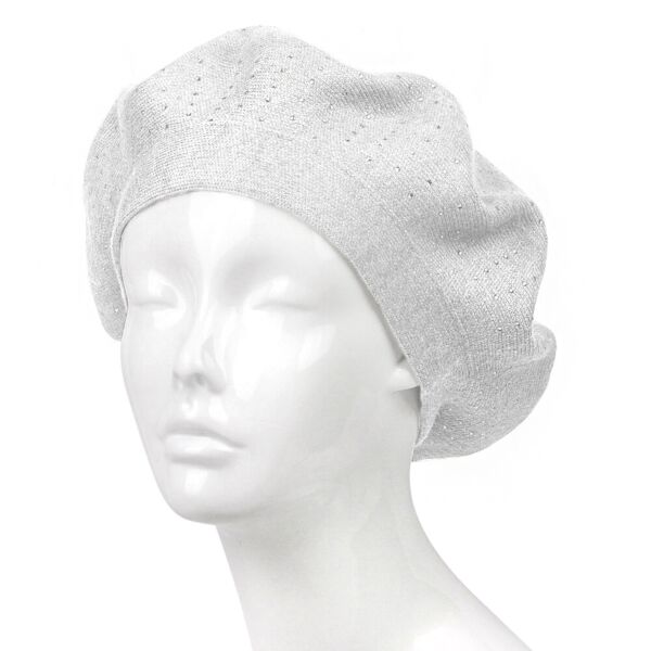 White Knitted Beret with rhinestones