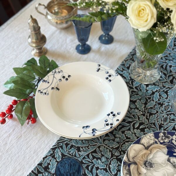 William Morris Oak Leaves on Blue Tapestry Table Runner 67 x18&quot;