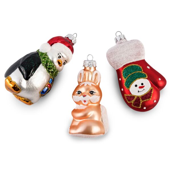 Winter Glass Christmas Tree Ornament Set of 3