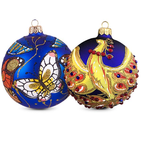 Fantasy Glass Christmas Tree Ornament Set of 2