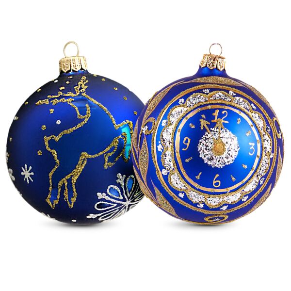 Happy New Year! Glass Christmas Tree Ornament Set of 2