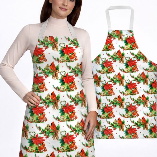 Festive Winter Cardinals Apron