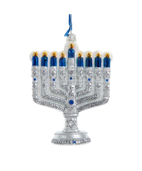 Glass Hanukkah Menorah Ornament