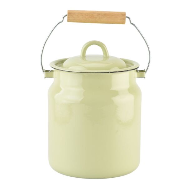 Vintage Style Light Pistachio Enamel Milk Can with Lid
