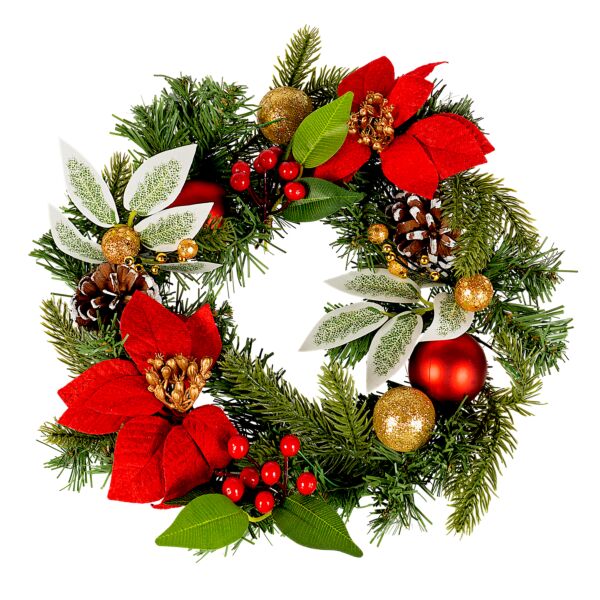 Red Poinsettia Christmas Wreath