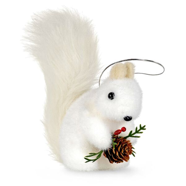 4.3&quot; White Squirrel with Pinecone Shatterproof Christmas Ornament