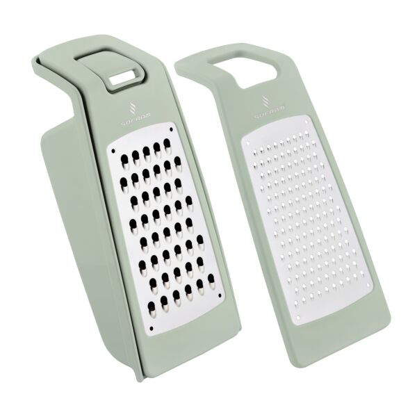 Smart Double Sided Grater with Container Green