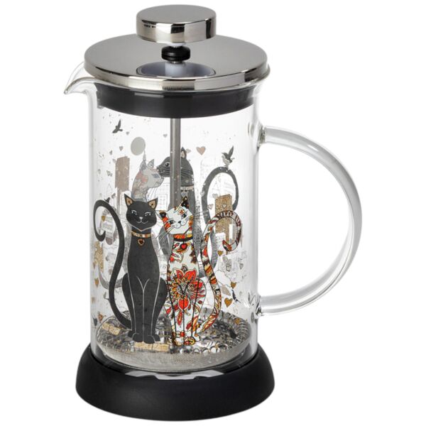 Glass French Press for Tea and Coffee Parisian Cats
