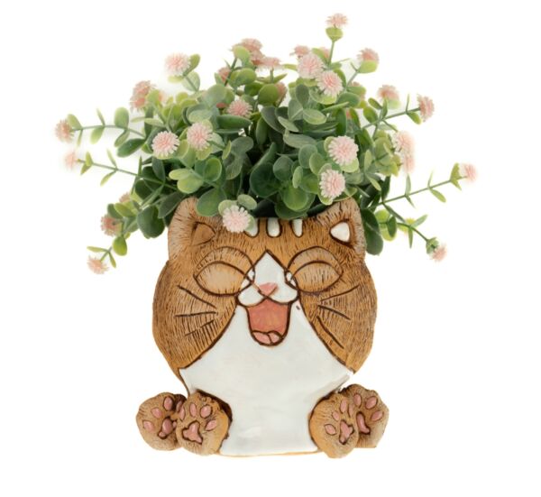 Handmade Ceramic Planter Anime Happy Kitty